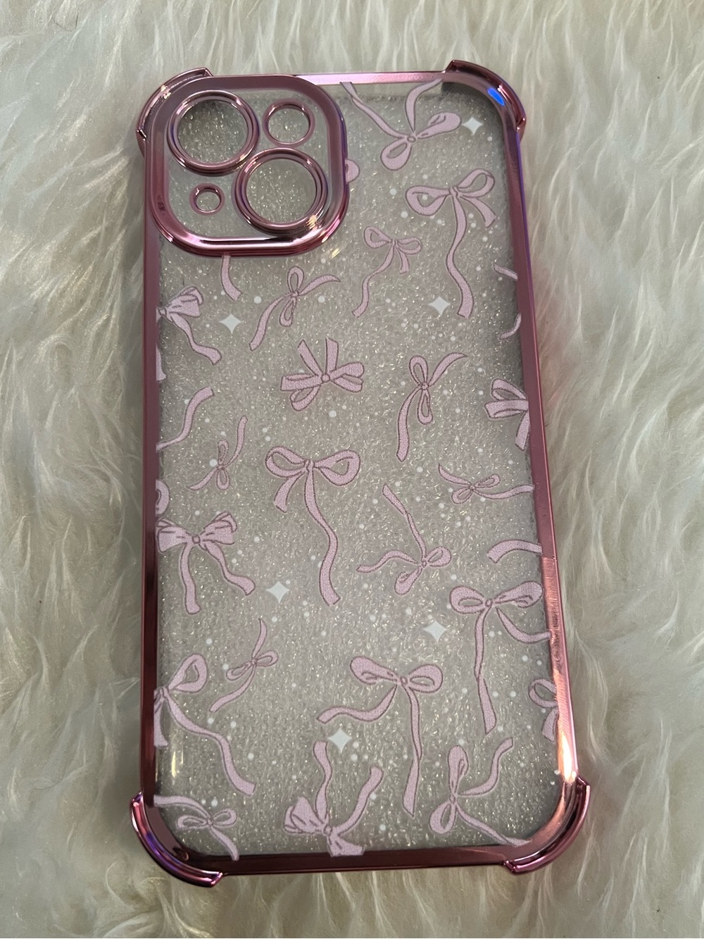 Pink Bow Glitter Phone Case - Compatible Cell Phone Accessory iPhone 15